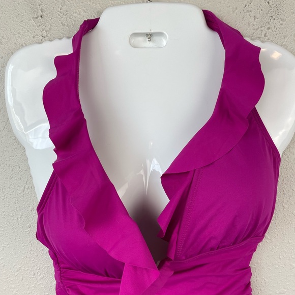 NWT Lauren Ralph Lauren Magenta Two-Piece Swimsuit Sizes 6 or 10 - Picture 2 of 7